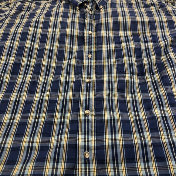 Hunt Club Size Large XL Cotton Plaid Button Up Shirt Short Sleeve Collared - Picture 3 of 9